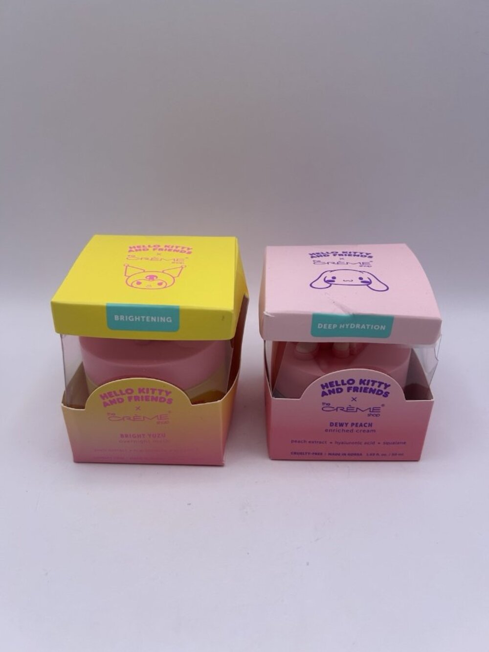 The Creme Shop Hello Kitty Friends Bright Yuzu Dewy Peach Skincare Set 2pc New